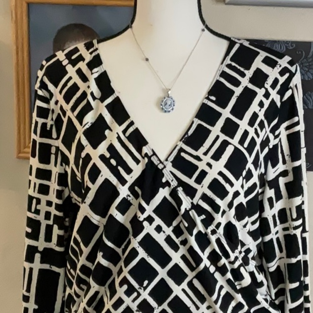 Geometric Print Black and White Dress